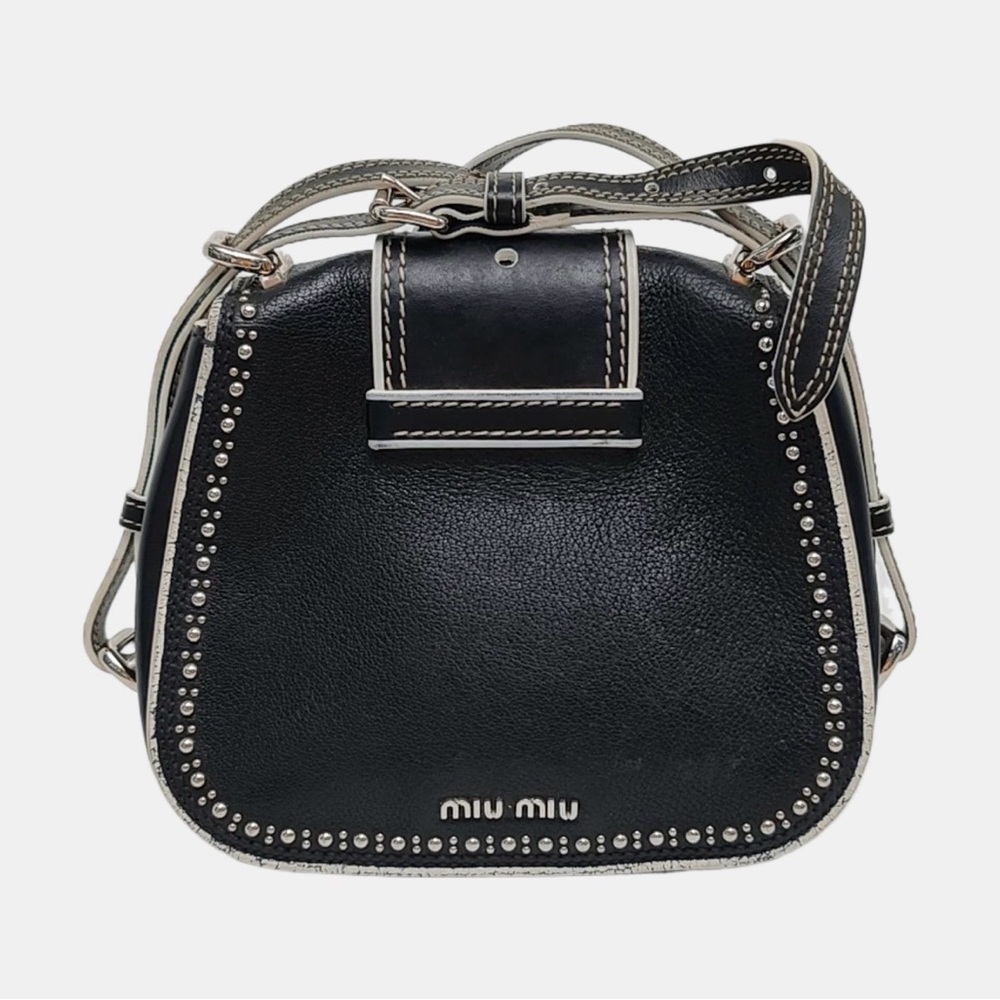 Miu Miu Dahlia Jeweled Buckle Studded Leather Crossbody Bag - Picture 4 of 10